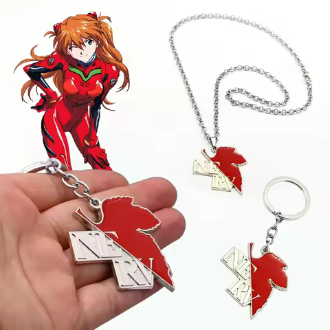 NEON GENESIS EVANGELION Necklace EVA NERV Maple Leaf Logo Key Chains Pendant Fashion Vintage Anime J