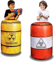 2 Barrels Inflatables, Combat Battlefield Compatible with Nerf, Laser tag, Water Gun, Dart Gun, Perfect for Boys and Girls Birthday Activities, Suitable fot Kids and Adults