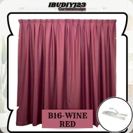 B16 Ready Made Curtain 100%Blackout Siap Jahit Langsir (Cangkuk/Hook) Langsir Blackout Kain Tebal Warna Wine Red