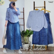 KATUN July 2 Striped Cotton Mix Jeans Skirt Set (Athaya)