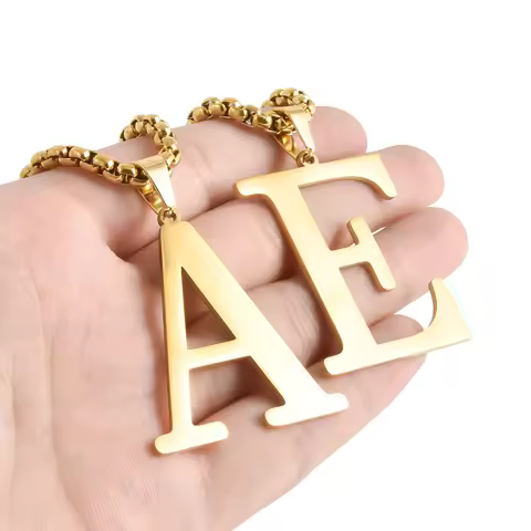 50/60/70cm Stainless Steel A-Z Letters Necklaces For Women Men Accessories 26 Initial Alphabet Penda