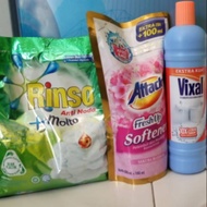 Rinso 770gr, Attack 800ml, Vixal