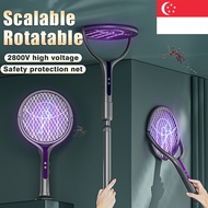 Foldable Electric Mosquito Killer Swatter Fly Racket Rotate Mosquito Swatter 2 in 1 Purple Light Tra