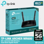 TP-Link Archer MR600 4G+ Cat6-Class AC1200 Wireless Dual Band Gigabit Modem Router Openline for All Networks SIM-Based Modem Router Compatible Band Frequency Selection with Smart Globe Dito Gomo TNT TM Networks with FREE Smart 5G SIM Card