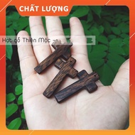 Ebony Tiger Cross, Precious Wooden Cross with Catholic necklace, Rosary