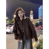 Cool Style Temperament Leather Jacket Large Size Handsome Black Women Autumn Winter American Retro D