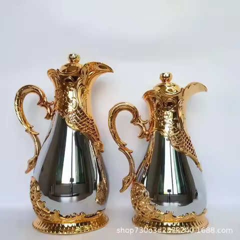 Arabian Pot Hotel Warmer Household Thermo Teapot With Pattern Portable Thermo Teapot Glass Gallbladd