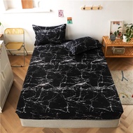 Heureux hot sell cardar fitted bedsheet single queen king size cotton fabric black color marble patt