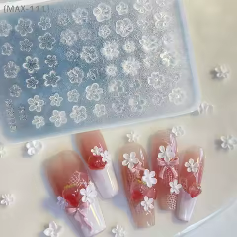 【F2-MAX111】Silicone Flower Nail Art Mold - French Style Five-Petaled 3D Relief Nail Template Decorat