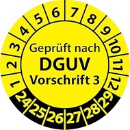 Test badges tested according to DGUV regulation 3, vinyl film, test stickers, test labels, badges DG
