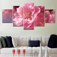 Yohoo Wall Art Set Seni Dinding Kanvas Bunga Sakura 5 Keping - Karya Seni Modular untuk Hiasan Ruang