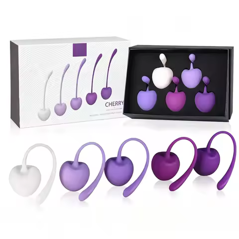 Silicone Cherry Ben Wa Weight Set of 5PCS Kegel Ball Vaginal Dumbbells Full Pussy Vagina Tighten Keg