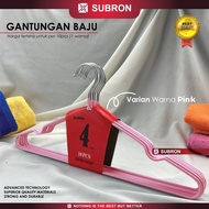 SUBRON 10pcs Hanger Gantungan Baju Pakaian Stainless Tebal 3mm Karet Warna Kait Kawat
