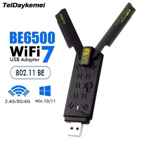 BE6500 USB 3.0 WiFi 7 Adapter 2.4G/5G/6GHz Wireless Network Card 6500Mbps 802.11BE For Win10/11 PC