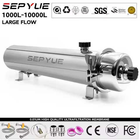 SEPYUE Whole House High Flow UF System Water Purifier 1000L,0.01μm Stainless Steel Mineral Filter wi