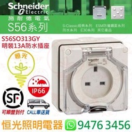 Schneider 施耐德 S56系列  IP66 明裝 防水13A插座 S56SO313GY 香港行貨  保用18個月