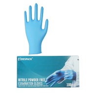 Respack Nitrile Powder Free Examination Gloves - Blue 100's