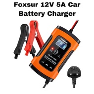 [Ready Stock]Charger Kereta / Motor Foxsur 12V 5A Car Battery Charger Motorcycle Acid Battery Charge