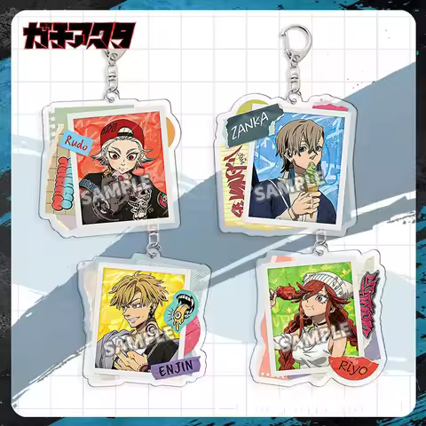 Anime GACHIAKUTA Rudo Zanka Enjin Riyo Cosplay Keychain Kawaii Acrylic Pendant Keyring Key Chain Bag