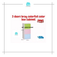 Ready Stock &gt;&gt; 3 doors bray colorfull color box cabinet bookcase/ storage cabinet/ ral buku/ rak buku kayu 15KG
