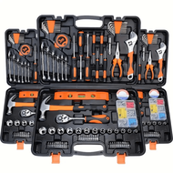46Pcs Multifunctional Car Repair Tool Kit, Ratchet Wrench Set Includes Sockets, 1/4 Inch Drive, Chro