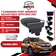 Honda BRV ARMREST ADJUSTABLE 7 USB CHARGING PORT  WITH RED LINE