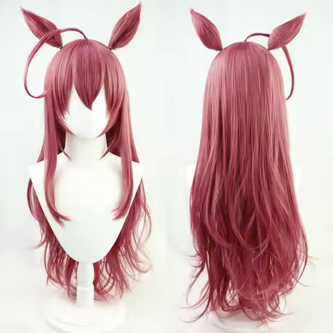 Uma Musume Pretty Derby Mihono Bourbon Wig Cosplay Anime Game Party Ear Tail Wig