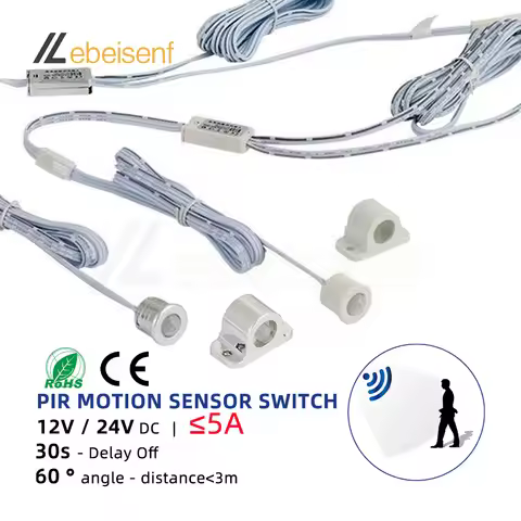 Mini PIR Infrared Human Motion Detection Sensor Switch 12-24V 5A Surface Mounted Concealed with 2M D