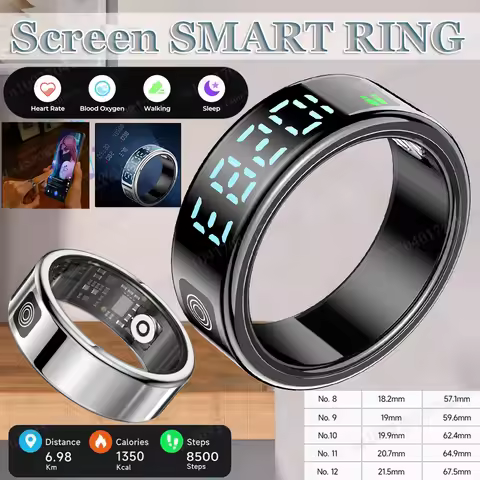 2026 Sr08 Smart Ring Remote Touch Display Screen,Health Manager, 5ATM Waterproof Outdoor Sports Smar