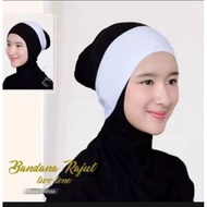 Ciput rajut 2 warna hitam putih Ciput hitam putih bandana hitam putih