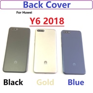 New back cover For Huawei Y6 2018 Battery Housing With LOGO and Power Volume Side Buttons backing Frame lens Housing Case Replacement Parts