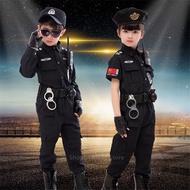 Children Traffic Special Police Halloween Carnival Party Performance Policemen Uniform Kids Army Boy