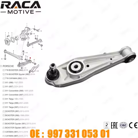 Rear axle suspension control arm For Porsche 718 BOXSTER/CAYMAN (982)/(981/986/987) 911 Convertible/