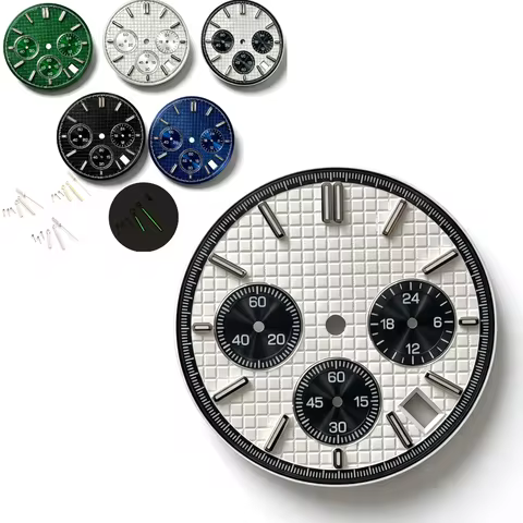31mm VK63 Waffle Texture Watch Dial Tapisserie pattern Chronograph No logo For Seiko AP Royal Oak VK