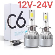 C6 LED Headlight Bulb 1 Pair 12V-24V H1 H3 H4 H7 H11 9006(HB4) 9005(HB3)