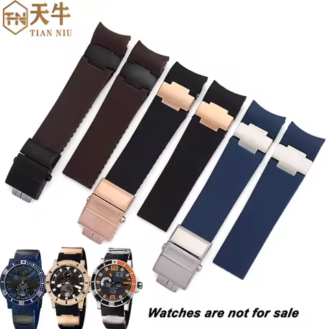 22mm Curved End Silicone watchband For Ulysse Nardin Rubber strap 263 DIVER Waterproof Men Watch str