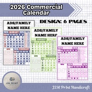 2026 Commercial Wall Calendar / Long Size Bond Paper (8.5 inches × 13 inches)-For Bulk Orders