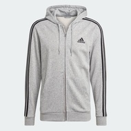 adidas Lifestyle Essentials French Terry 3-Stripes Full-Zip Hoodie Men Grey GK9034