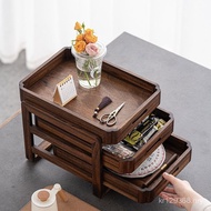 Display Box Shelf Storage Cabinet Walnut Home Tray Tea Ceremony Storage Rack Drawer Type Tea Set Log