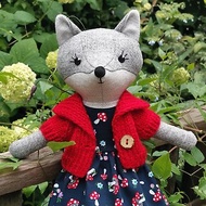 Gray wolf girl, handmade plush doll, stuffed animal toy