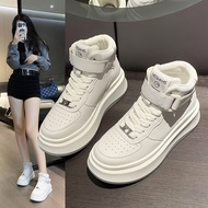 HESNIT White High Collar Women's Shoes, Youthful, Fashionable Women's Shoes, Modern Trend (QC Produc