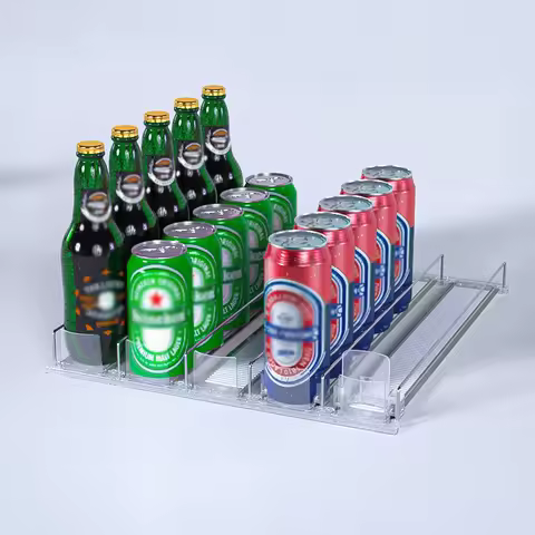 1-5pcs Automatic Beverage Pusher Supermarket Freezer Home Refrigerator Self-Sliding Track Organizer 