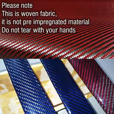 3K 200gsm Carbon fiber & Red Kevlar Aramid Hybrid mixed woven Fabric Cloth Twill 20" / 50cm width Co
