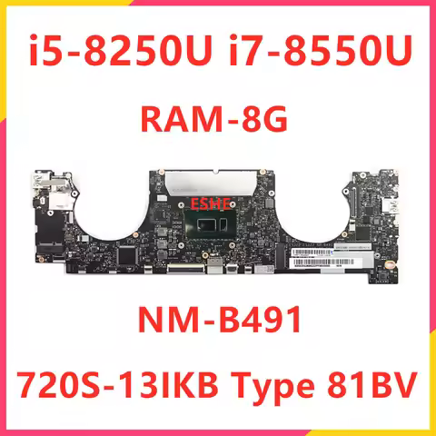 NM-B491 For Lenovo Ideapad 720S-13IKB Laptop Motherboard With CPU i5-8250U i7-8550U RAM 8G 5B20Q3896