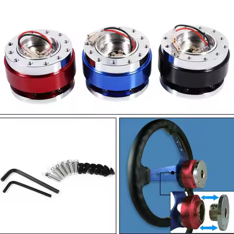 Universal Racing Steering Wheel 6 Hole Aluminum Car Quick Release Steering Wheel Snap Off Hub Adapte