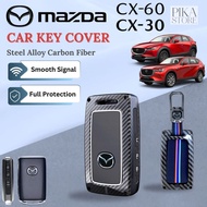 New Mazda 3 CX30 CX60 CX80 CX5 Key Cover Steel Alloy Carbon Fiber Sarung Kunci CX30 CX60 Accessories