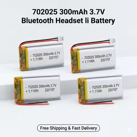 1-10pcs 3.7V 300mAh 702025 602025 Rechargeable Li-Polymer Battery For Bluetooth Headset Speaker Smar