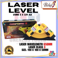 "PECKER - LASER LEVEL 190 X 100 X 50MM LESER CLASS 3 WAVELENGHT 650NM" - USING 3 X 1.5V AA BATTERY.