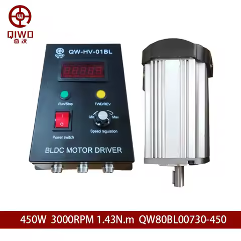 QW80-BLD Driver + 220V QW80BL00730-450 450W AC Servo Motor 1.4 N.M 0.45KW 3000RPM Single-Phase Low N