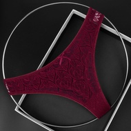 性感内裤 Sexy Underwear 女士低腰性感蕾丝镂空女内裤蝴蝶结丁字裤+ZLD+